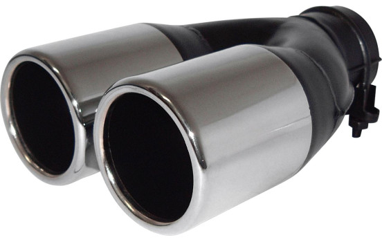 Uitlaatsierstuk Staal / Chroom - 2x round 75mm - length 220mm - -> 60mm connection