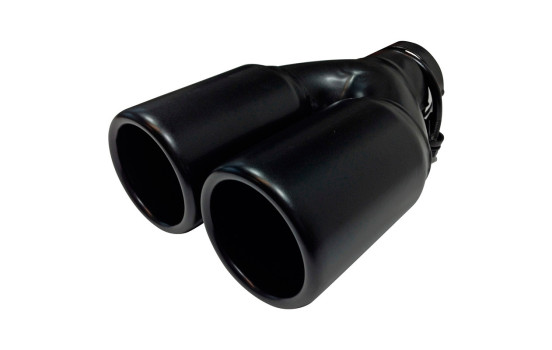 Uitlaatsierstuk Steel / Black - 2x round 76mm - length 220mm - 45-60mm connection, Image 2