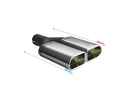Ulter Sport Exhaust Tip - Dual Oval 110x65mm - Length 200mm - Assembly ->50mm - Stainless Steel, Image 3