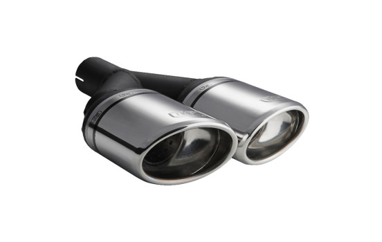 Ulter Sport Exhaust Tip - Dual Oval 120x80mm Angled - Length 250mm - Mounting ->50mm - Stainless Steel