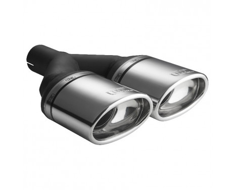 Ulter Sport Exhaust Tip - Dual Oval 120x80mm Angled - Length 250mm - Mounting ->50mm - Stainless Steel