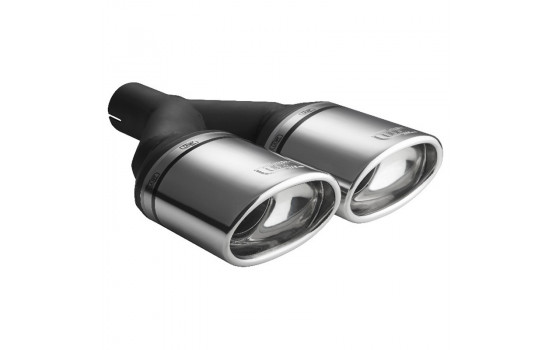 Ulter Sport Exhaust Tip - Dual Oval 120x80mm Angled - Length 250mm - Mounting ->50mm - Stainless Steel