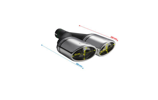 Ulter Sport Exhaust Tip - Dual Oval 120x80mm Angled - Length 250mm - Mounting ->50mm - Stainless Steel, Image 3