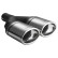Ulter Sport Exhaust Tip - Dual Oval 120x80mm - Length 250mm - Mounting ->50mm - Stainless Steel