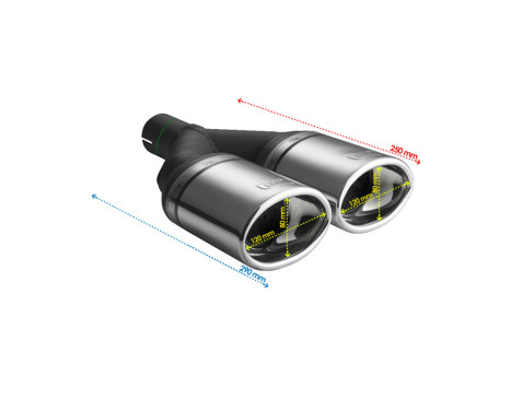 Ulter Sport Exhaust Tip - Dual Oval 120x80mm - Length 250mm - Mounting ->50mm - Stainless Steel, Image 3