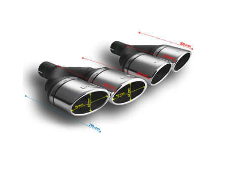 Ulter Sport Exhaust Tip - Dual Oval 95x65mm Angled Type II - Length 200mm - Mounting 50mm - Stainless Steel, Image 3