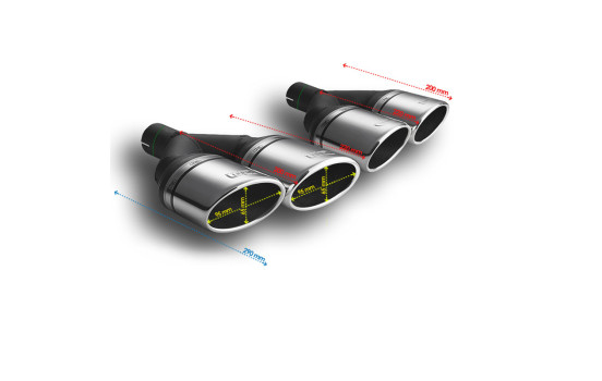 Ulter Sport Exhaust Tip - Dual Oval 95x65mm Angled Type II - Length 200mm - Mounting 50mm - Stainless Steel, Image 3
