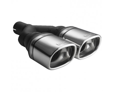 Ulter Sport Exhaust Tip - Dual Rectangle 100x75mm Angled - Length 270mm - Mounting ->50mm - Stainless Steel