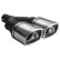 Ulter Sport Exhaust Tip - Dual Rectangle 100x75mm Angled - Length 270mm - Mounting ->50mm - Stainless Steel, Thumbnail 2