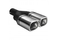 Ulter Sport Exhaust Tip - Dual Rectangle 80x65mm - Length 200mm - Mounting ->50mm - Stainless Steel