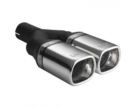 Ulter Sport Exhaust Tip - Dual Rectangle 80x65mm - Length 200mm - Mounting ->50mm - Stainless Steel