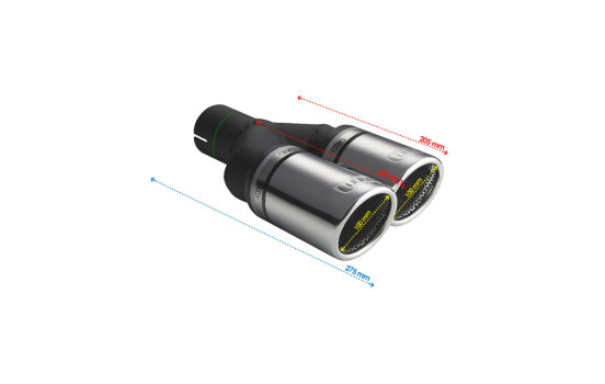 Ulter Sport Exhaust Tip - Dual Round 100mm RS - Length 225mm - Mounting ->50mm - Stainless Steel, Image 3