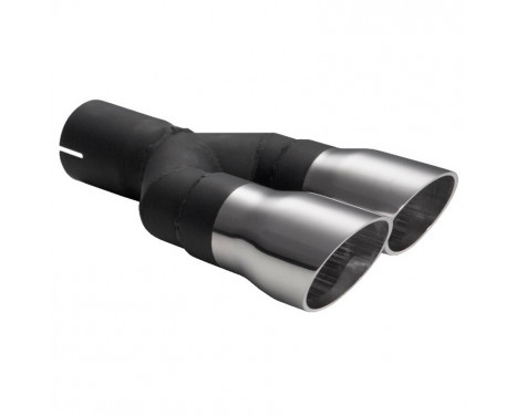 Ulter Sport Exhaust Tip - Dual Round 60mm Race - Length 175mm - Assembly ->50mm - Stainless Steel