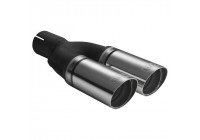 Ulter Sport Exhaust Tip - Dual Round 60mm Race - Length 220mm - Assembly ->50mm - Stainless Steel