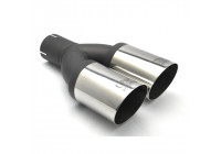 Ulter Sport Exhaust Tip - Dual Round 80mm Angled - Length 280mm - Assembly ->50mm - Stainless Steel