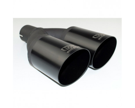 Ulter Sport Exhaust Tip - Dual Round 80mm Angled - Length 280mm - Assembly ->55mm - Black