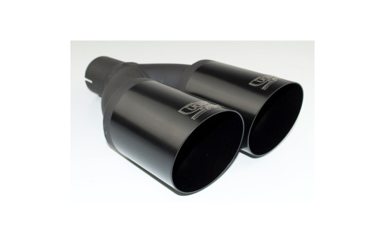 Ulter Sport Exhaust Tip - Dual Round 80mm Angled - Length 280mm - Assembly ->55mm - Black