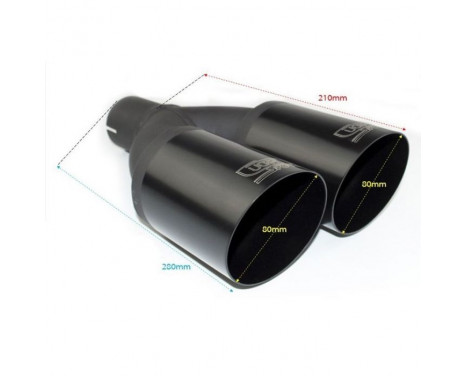 Ulter Sport Exhaust Tip - Dual Round 80mm Angled - Length 280mm - Assembly ->55mm - Black, Image 2