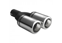 Ulter Sport Exhaust Tip - Dual Round 80mm Big Rim - Length 160mm - Mounting ->50mm - Stainless Steel