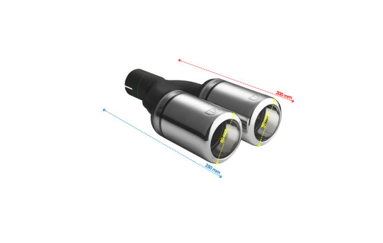 Ulter Sport Exhaust Tip - Dual Round 80mm Big Rim - Length 200mm - Mounting ->50mm - Stainless Steel, Image 3