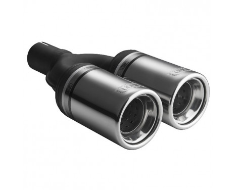 Ulter Sport Exhaust Tip - Dual Round 80mm - Length 160mm - Assembly ->50mm - Stainless Steel