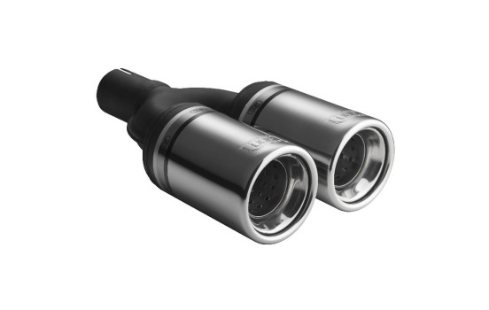 Ulter Sport Exhaust Tip - Dual Round 80mm - Length 160mm - Assembly ->50mm - Stainless Steel