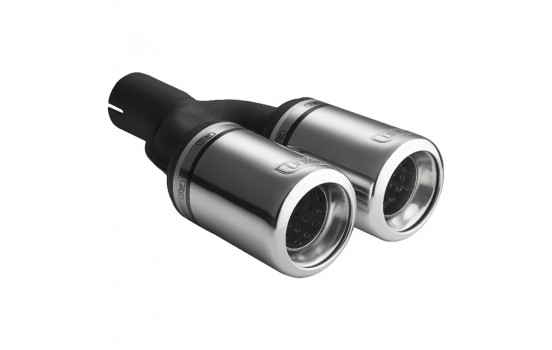 Ulter Sport Exhaust Tip - Dual Round 80mm Type 2 - Length 200mm - Mounting ->50mm - Stainless Steel