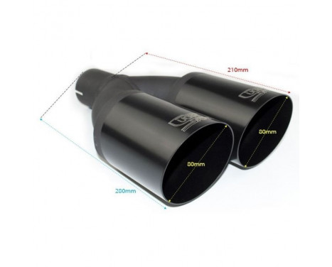 Ulter Sport Exhaust Tip - Dual Round 90mm Angled - Length 280mm - Mounting ->55mm - Black, Image 2