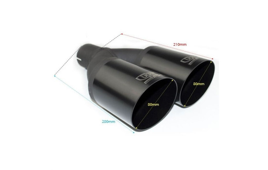 Ulter Sport Exhaust Tip - Dual Round 90mm Angled - Length 280mm - Mounting ->55mm - Black, Image 2