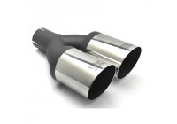 Ulter Sport Exhaust Tip - Dual Round 90mm Angled - Length 290mm - Mounting ->50mm - Stainless Steel