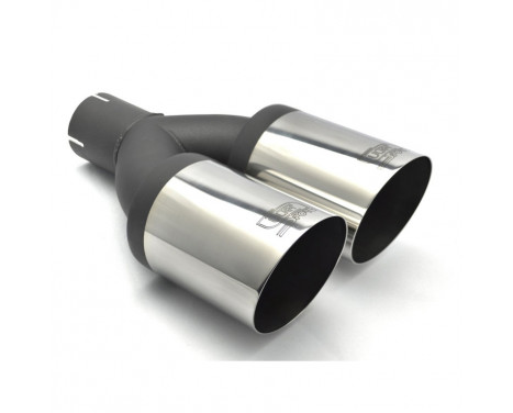 Ulter Sport Exhaust Tip - Dual Round 90mm Angled - Length 290mm - Mounting ->50mm - Stainless Steel