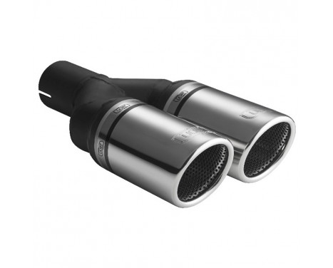 Ulter Sport Exhaust Tip - Dual Round 90mm RS - Length 225mm - Mounting ->50mm - Stainless Steel