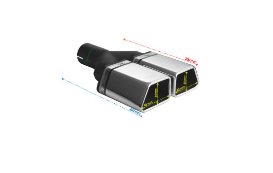 Ulter Sport Exhaust Tip - Dual Trapezium 86x54mm - Length 200mm - Mounting ->50mm - Stainless Steel, Image 3