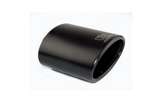 Ulter Sport Exhaust Tip - Oval 120x80mm Angled - Length 120mm - Mounting 50-65mm - Black Stainless Steel