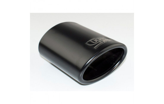 Ulter Sport Exhaust Tip - Oval 95x65mm Angled - Length 120mm - Mounting 40-55mm - Black Stainless Steel