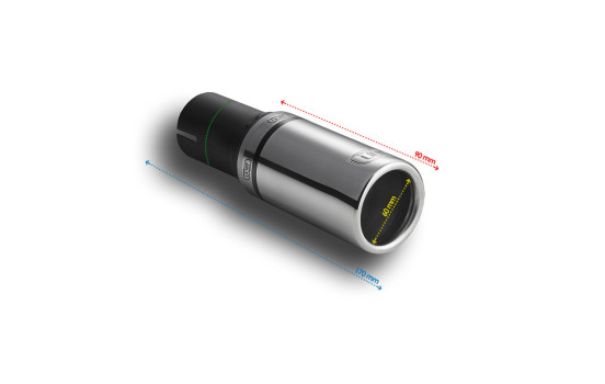 Ulter Sport Exhaust Tip - Round 60mm - Length 90mm - Assembly ->50mm - Stainless Steel, Image 3
