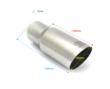 Ulter Sport Exhaust Tip - Round 80mm Angled - Length 180mm - Assembly ->50mm - Stainless Steel, Image 2