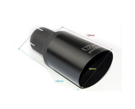 Ulter Sport Exhaust Tip - Round 80mm Angled - Length 180mm - Assembly ->55mm - Black Stainless Steel, Image 2