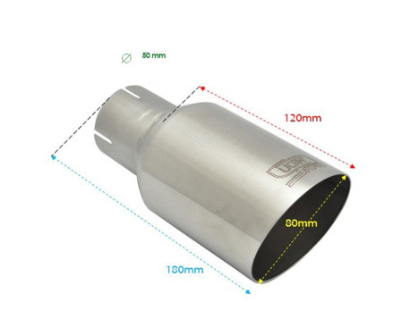 Ulter Sport Exhaust Tip - Round 80mm Angled - Length 180mm - Mounting ->50mm - Brushed, Image 2