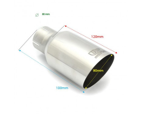 Ulter Sport Exhaust Tip - Round 90mm Angled - Length 180mm - Assembly ->50mm - Stainless Steel, Image 2