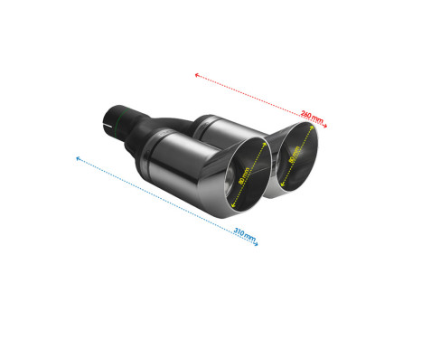 Ulter Sport Uitlaatsierstuk - Dual Round DTM Race Diameter 80mm - Length 260mm - Mounting 50mm, Image 3