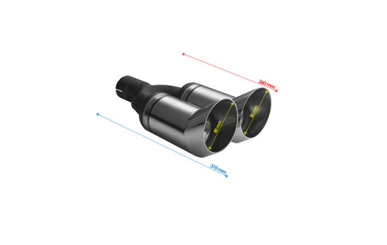 Ulter Sport Uitlaatsierstuk - Dual Round DTM Race Diameter 80mm - Length 260mm - Mounting 50mm, Image 3