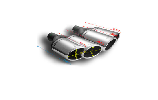 Ulter Sport Uitlaatsierstuk (left) - Dual Oval - Diameter 160x65mm - Length 200mm - Mounting 50mm, Image 3