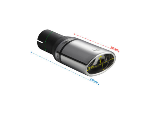 Ulter Sport Uitlaatsierstuk - Oval 95x65mm At an angle - Length 200mm - Mounting -> 50mm - Stainless steel, Image 3