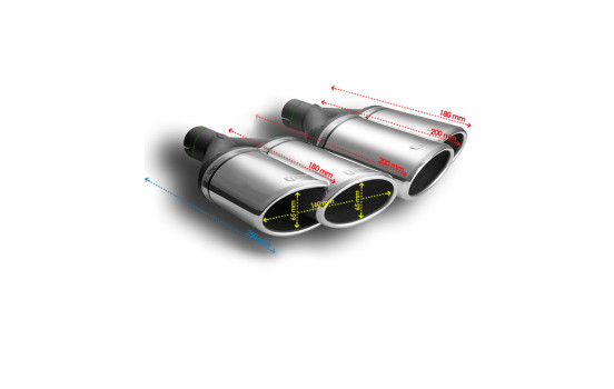 Ulter Sport Uitlaatsierstuk (right) - Dual Oval 160x65mm - Length 200mm - Mounting -> 50mm - Stainless steel, Image 3