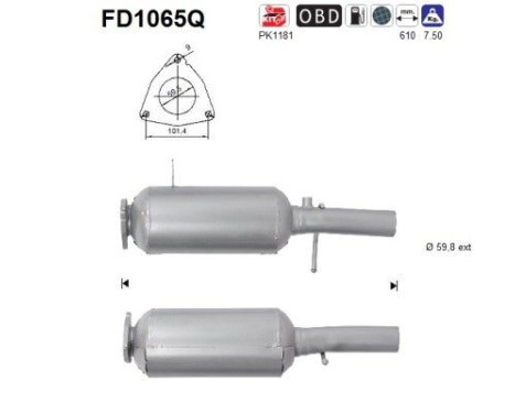 Diesel particulate filter, exhaust system FD1065Q AS