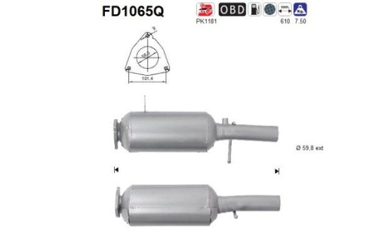 Diesel particulate filter, exhaust system FD1065Q AS