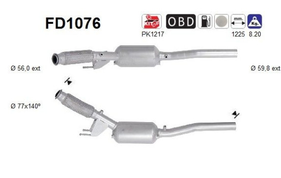 Diesel particulate filter, exhaust system FD1076 AS