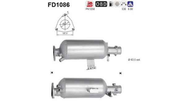 Diesel particulate filter, exhaust system FD1086 AS