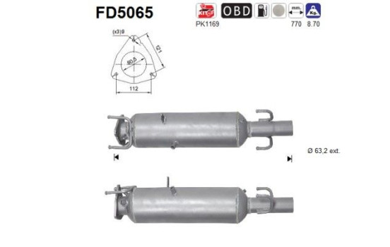 Diesel particulate filter, exhaust system FD5065 AS